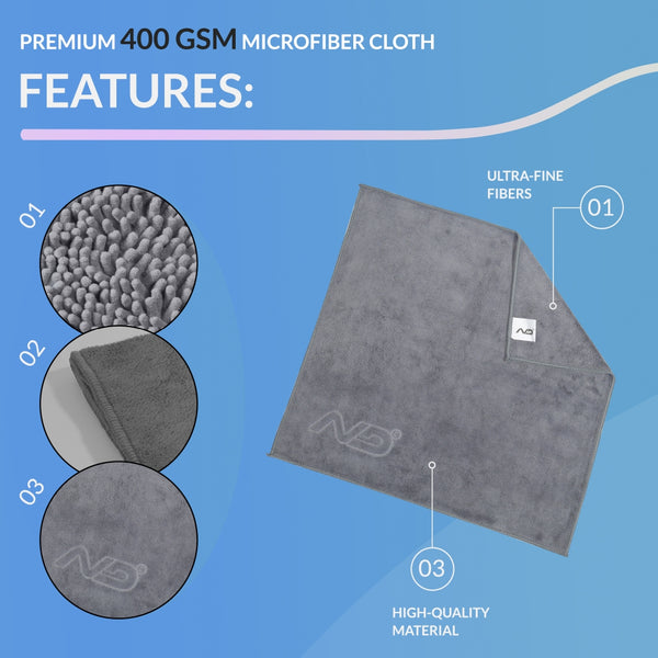 Neodrift® - 400 GSM Premium Microfiber Cloth-#Size_40x40cm#Color_Grey