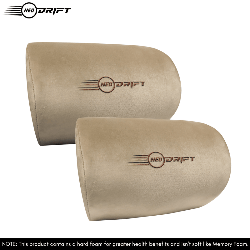 Neodrift® 'CurveNeck' - PU Foam Cushion for Neck Support in Car/Office Seat (Set of 2)