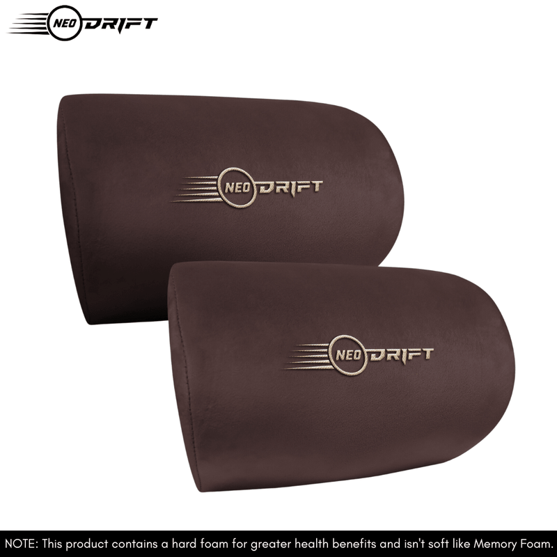 Neodrift® 'CurveNeck' - PU Foam Cushion for Neck Support in Car/Office Seat (Set of 2)