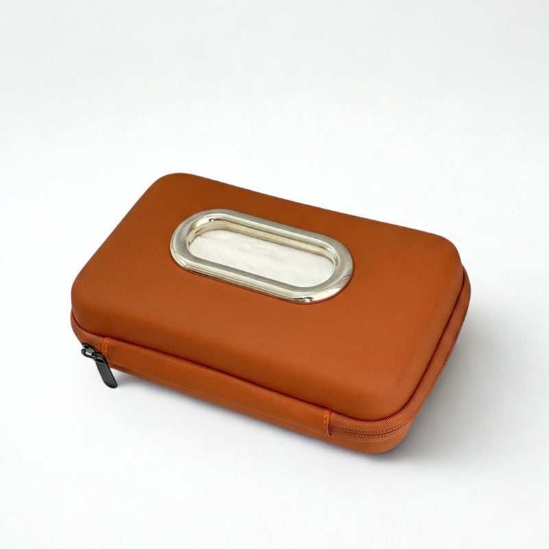 NEODRIFT ‘Tissue Master’ Hard Shell Car Tissue Box Holder with 100 Pulls | Carbon Fiber Texture PVC | Zip Closure | Seat Back & Dashboard