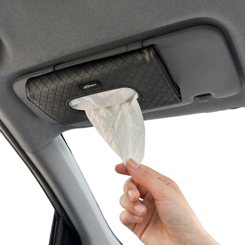 NEODRIFT 'TissueClip' Car Sun Visor Tissue Holder with 100 Pulls | Rectangular Tissue Dispenser | Car Tissue Box Holder | Easy Clip Sun Visor Napkin Holder