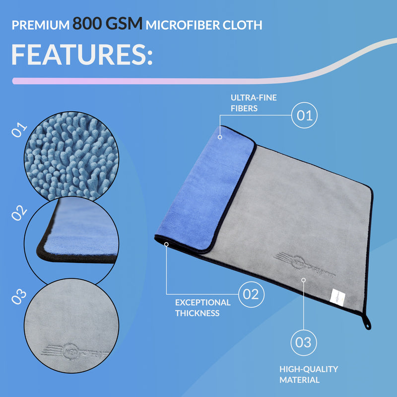 Neodrift 'Shine-Kit' Microfiber Car Wash Mitt & Cloth Combo | 1800 GSM Wash Mitt + 800 GSM Cloth 40x60 cm | Scratch-Free, Super Absorbent, Lint-Free Car Detailing Kit for Car, Bike