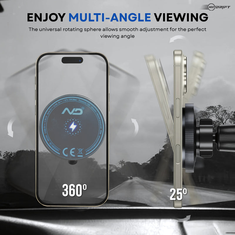 Neodrift 'NeoSnap' Wireless Qi Charger & Magnetic Phone Holder for Car AC Vent