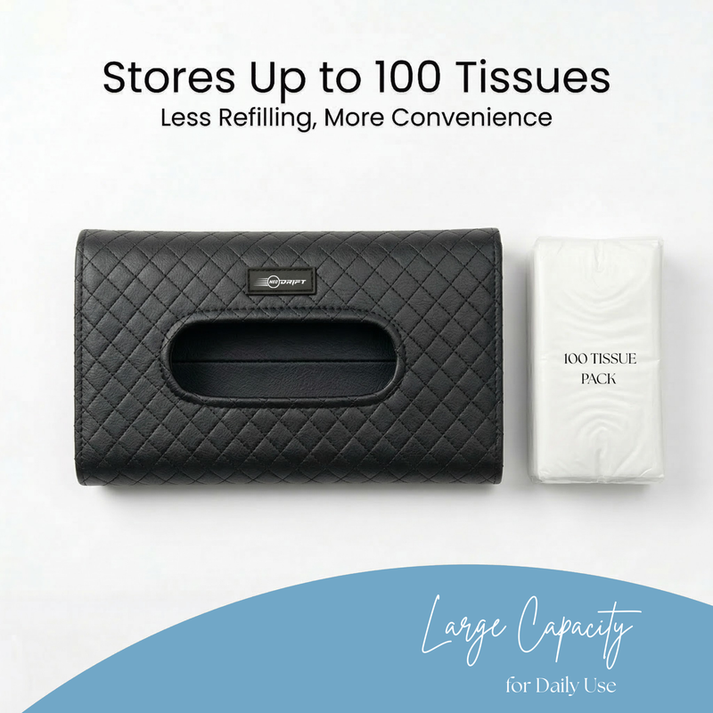 NEODRIFT 'TissueClip' Car Sun Visor Tissue Holder with 100 Pulls | Rectangular Tissue Dispenser | Car Tissue Box Holder | Easy Clip Sun Visor Napkin Holder