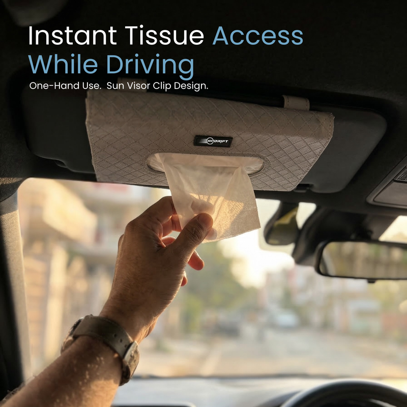 NEODRIFT 'TissueClip' Car Sun Visor Tissue Holder with 100 Pulls | Rectangular Tissue Dispenser | Car Tissue Box Holder | Easy Clip Sun Visor Napkin Holder
