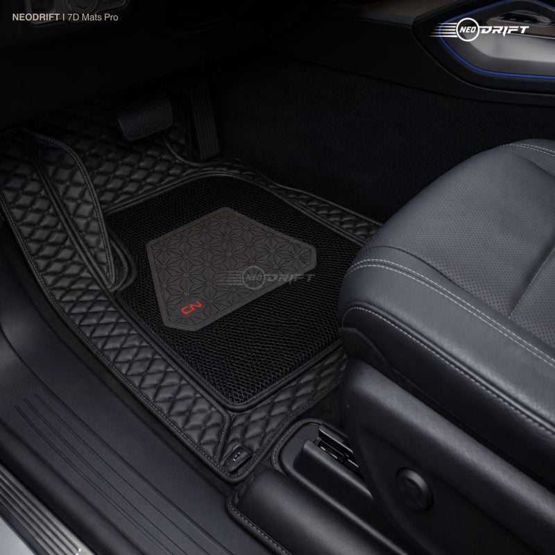 Neodrift 7D Mat PRO Full Black floor mat fitted in a Honda City driver footwell