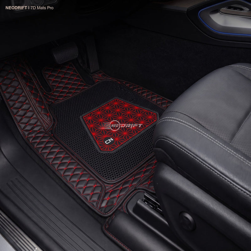 Neodrift 7D Mat PRO Black and Red floor mat fitted in a Hyundai Creta driver footwell