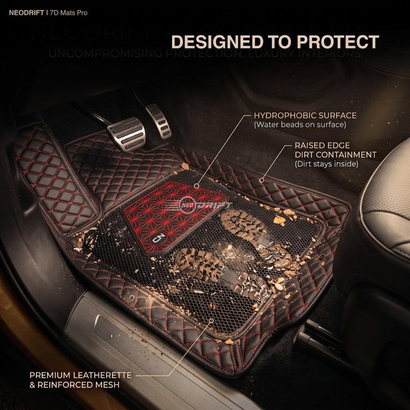 Neodrift 7D Mat PRO Black and Red floor mat for Hyundai Creta, hydrophobic raised edges