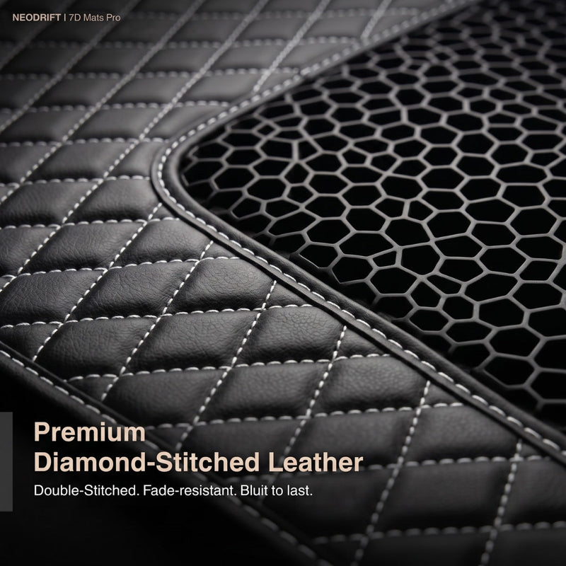 Neodrift 7D Mat PRO Black and Silver stitched leatherette and honeycomb mesh, Hyundai Creta