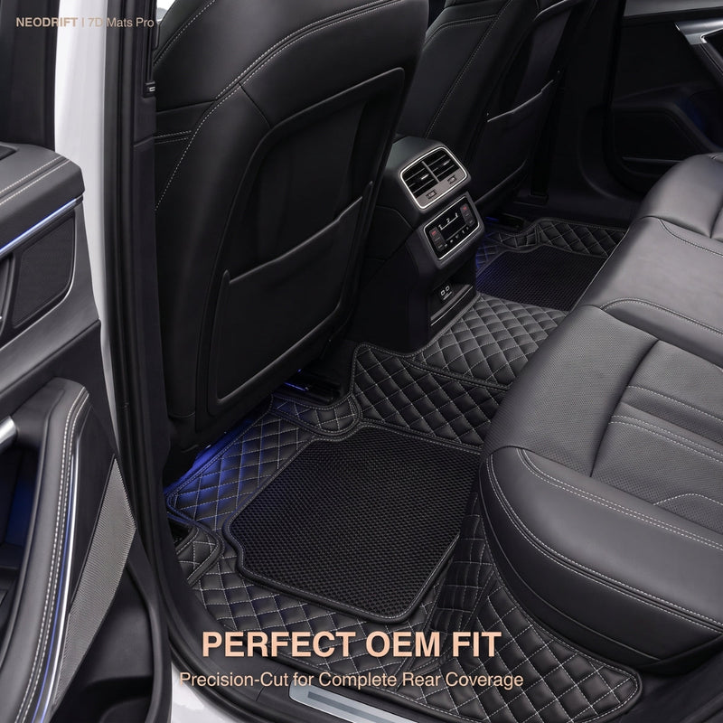 Neodrift 7D Mat PRO Black and Silver floor mats, full rear-row coverage in a Hyundai Creta