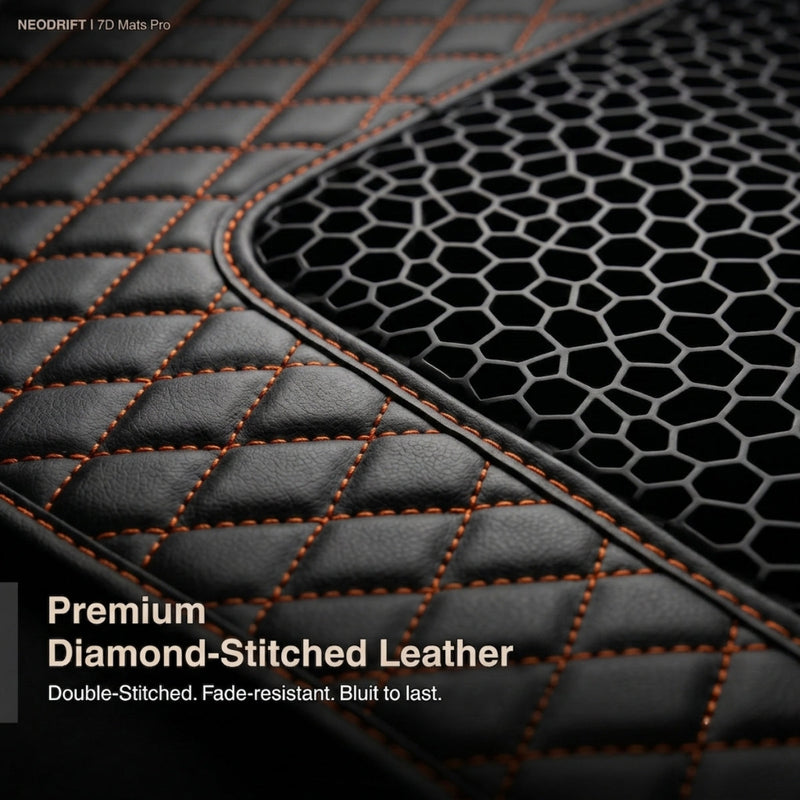 Neodrift 7D Mat PRO Black and Tan stitched leatherette and honeycomb mesh, Hyundai Creta