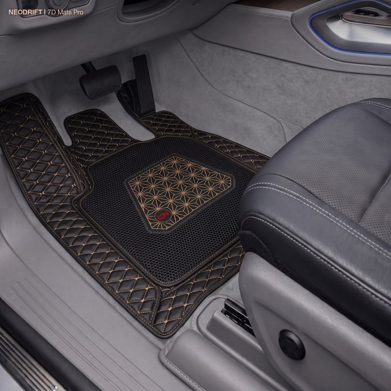 Neodrift 7D Mat PRO Black and Beige floor mat fitted in a Hyundai Creta driver footwell