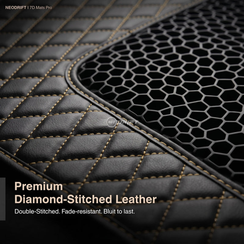 Neodrift 7D Mat PRO Black and Beige stitched leatherette and honeycomb mesh, Hyundai Creta