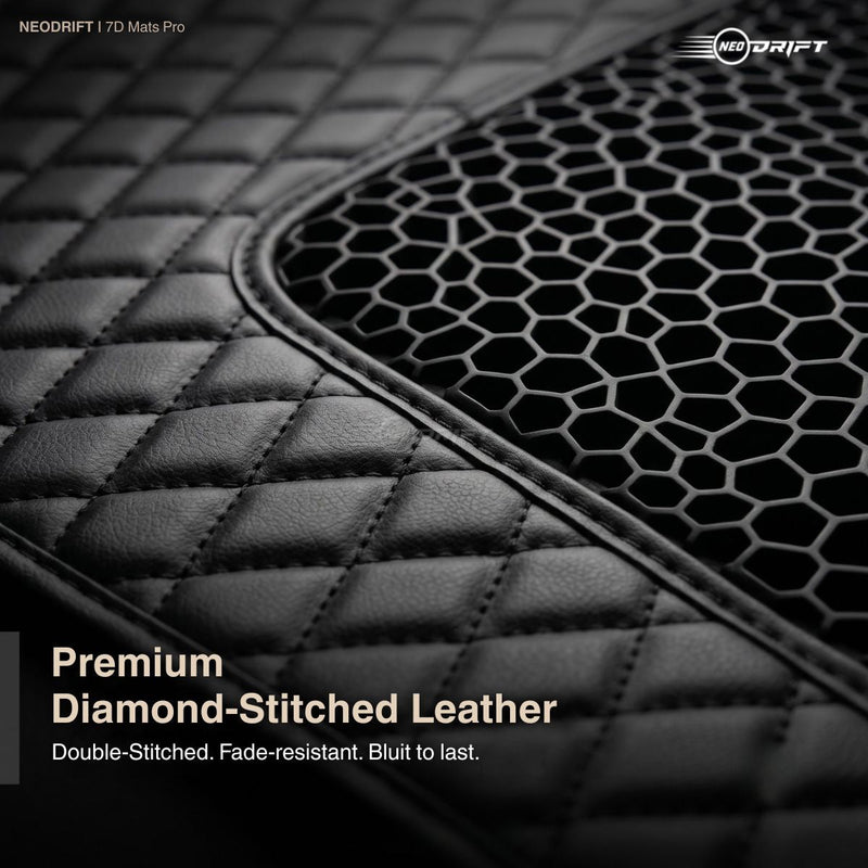 Neodrift 7D Mat PRO Full Black stitched leatherette and honeycomb mesh, Tata Harrier