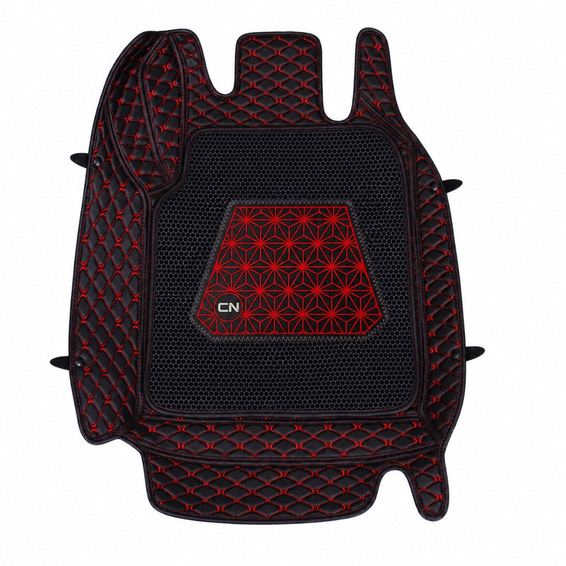 Neodrift 7D Mat PRO Black and Red floor mat for Volkswagen Taigun, top view of the diamond stitch