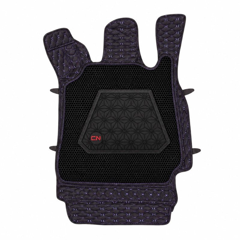 Neodrift 7D Mat PRO Black and Blue floor mat for Volkswagen Taigun, top view of the diamond stitch