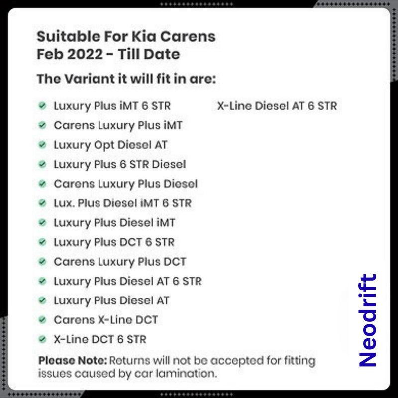 Neodrift - DriftLiner 5D Car Floor Mats for Kia Carens
