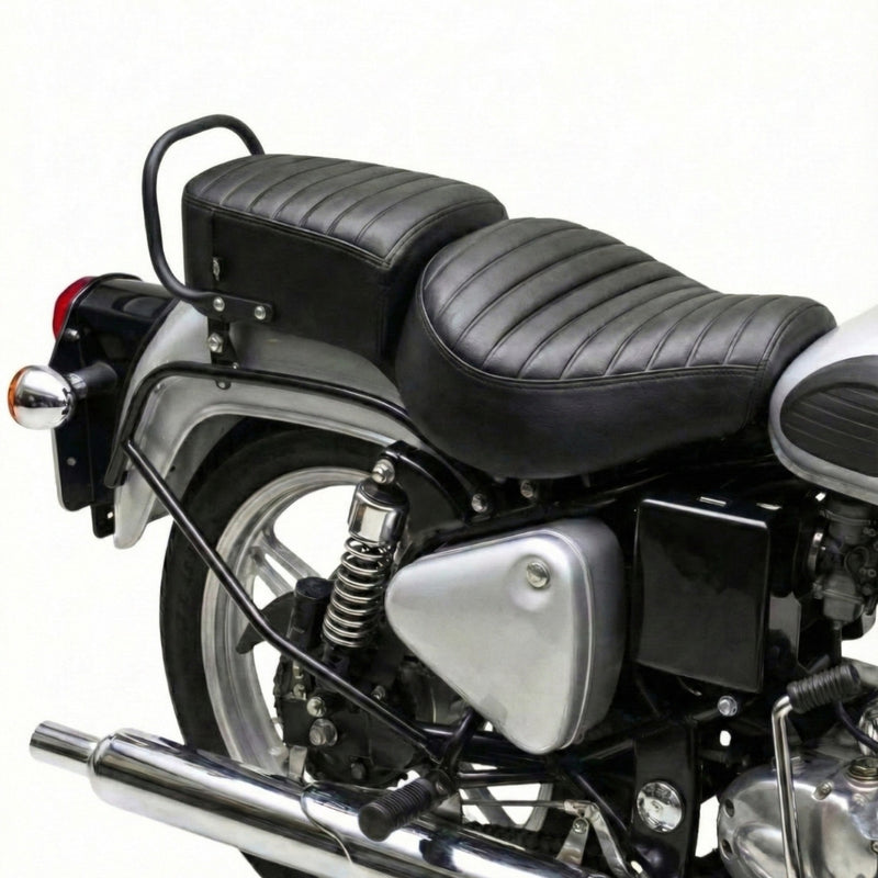 Neodrift Bike Seat Cover For Royal Enfield | Anti-Slip & Shock-Absorbing Design | Water-Resistant | Strip Cushioning | Easy Fit | Saka Art Leather