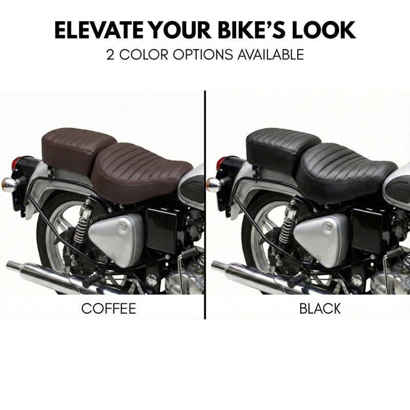Neodrift Bike Seat Cover For Royal Enfield | Anti-Slip & Shock-Absorbing Design | Water-Resistant | Strip Cushioning | Easy Fit | Saka Art Leather