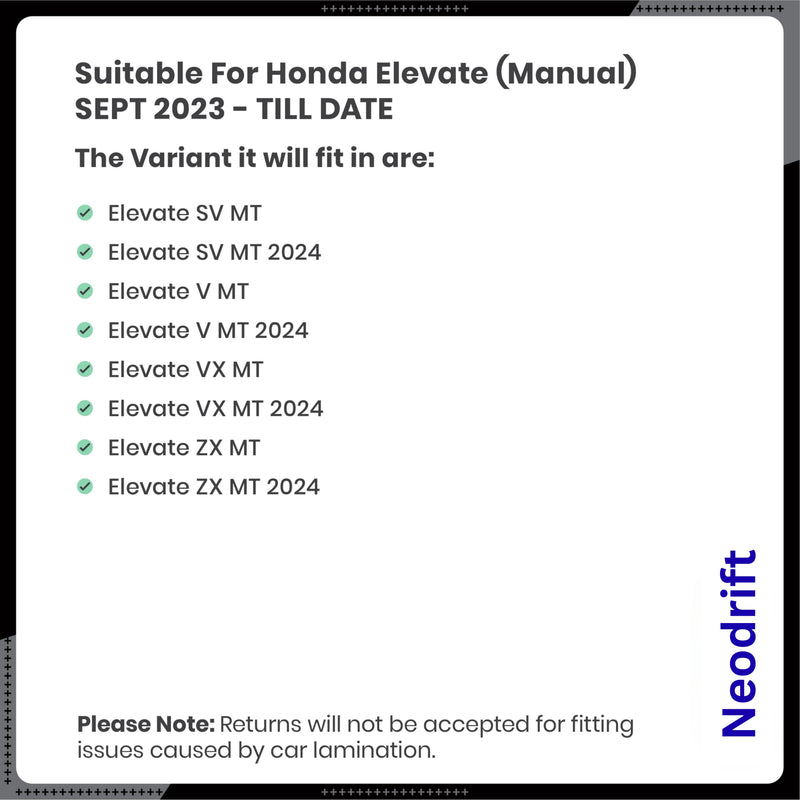 Neodrift - DriftLiner 5D Car Floor Mats for Honda Elevate (Manual Transmission)