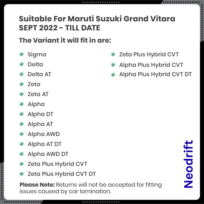 Neodrift - DriftLiner 5D Car Floor Mats for Maruti Suzuki Grand Vitara