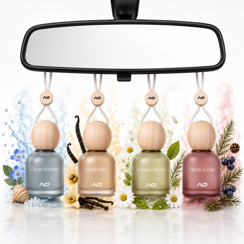 NEODRIFT 'NeoBliss' Car Hanging Diffuser Perfume for Car in Glass Bottle with Wooden Lid and Long-Lasting Scent – 10ml