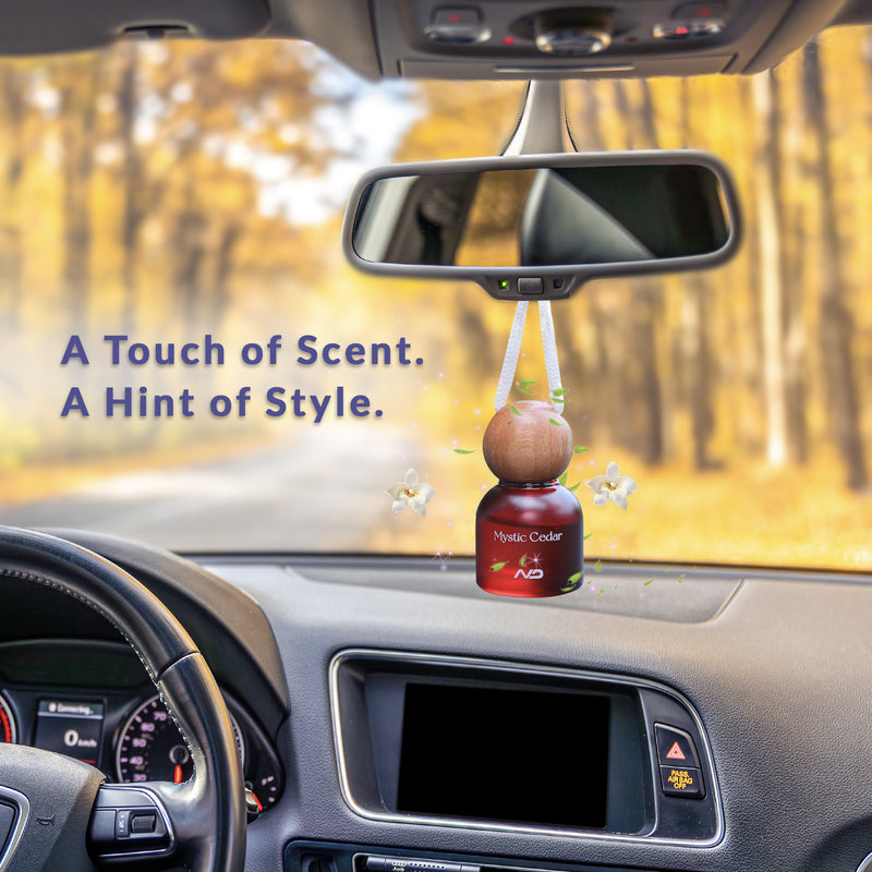 NEODRIFT 'NeoBliss' Car Hanging Diffuser Perfume for Car in Glass Bottle with Wooden Lid and Long-Lasting Scent – 10ml (Pack of 1)
