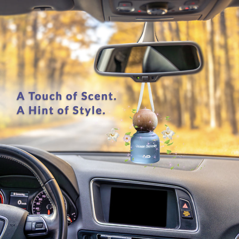 NEODRIFT 'NeoBliss' Car Hanging Diffuser Perfume for Car in Glass Bottle with Wooden Lid and Long-Lasting Scent – 10ml (Pack of 1)