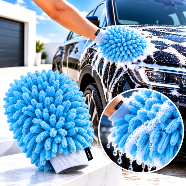 Neodrift 'ShineMitts' 1800-GSM Microfiber Car Wash Mitt - Double-Sided Chenille Cleaning Gloves | Super Absorbent Scratch-Free Car Mitt | Lint-Free Gloves for Interior & Exterior Cleaning
