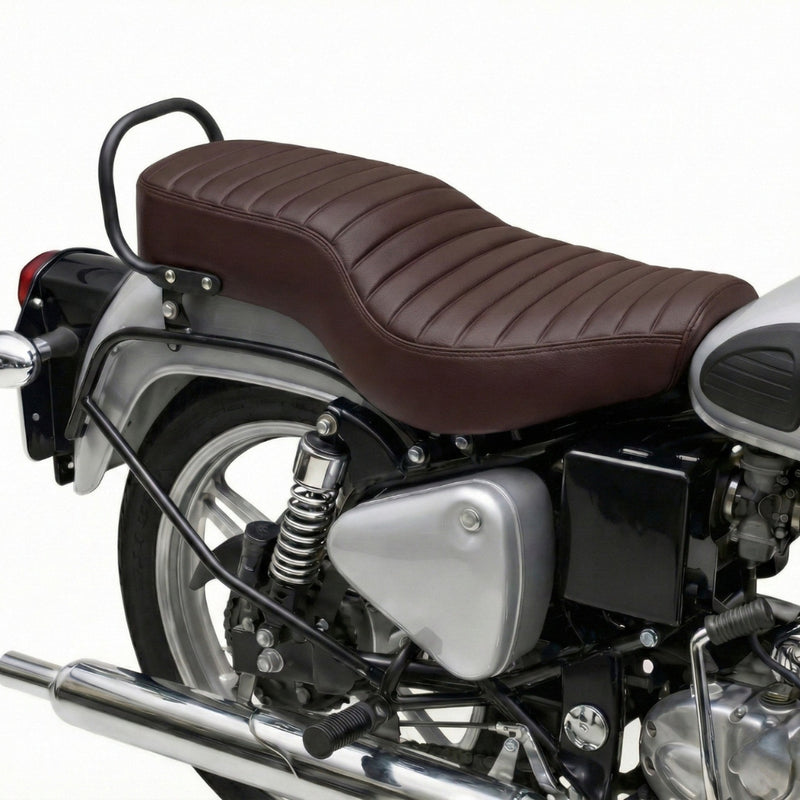 Neodrift Bike Seat Cover For Royal Enfield | Anti-Slip & Shock-Absorbing Design | Water-Resistant | Strip Cushioning | Easy Fit | Saka Art Leather