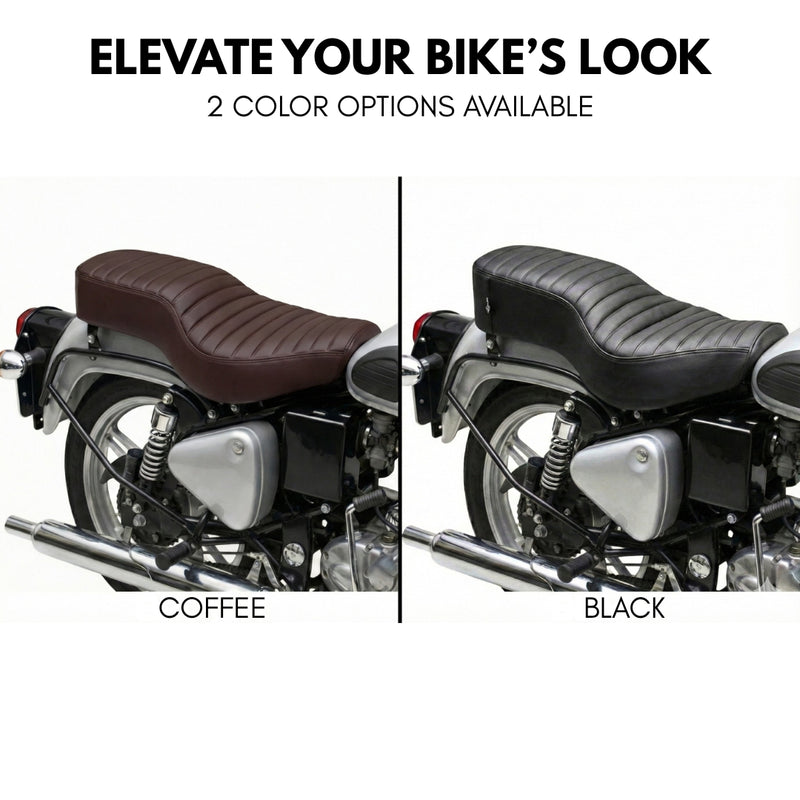 Neodrift Bike Seat Cover For Royal Enfield | Anti-Slip & Shock-Absorbing Design | Water-Resistant | Strip Cushioning | Easy Fit | Saka Art Leather