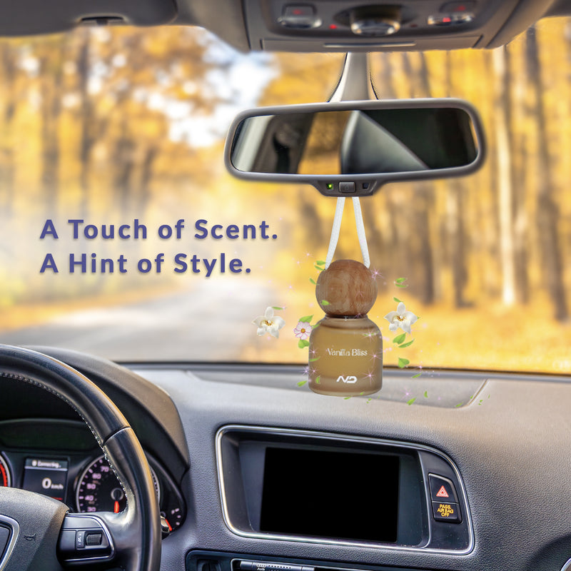 NEODRIFT 'NeoBliss' Car Hanging Diffuser Perfume for Car in Glass Bottle with Wooden Lid and Long-Lasting Scent – 10ml (Pack of 1)