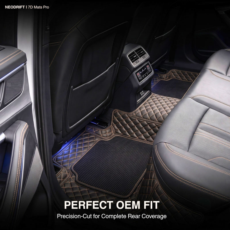 Neodrift 7D Mat PRO Black and Beige floor mats giving full rear-row coverage