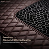 Neodrift 7D Mat PRO Coffee and Black diamond-stitched leatherette and honeycomb mesh, close up