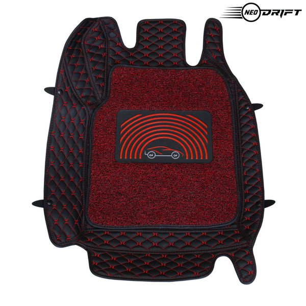 Neodrift - Car 7D Floor Mats for Hyundai Santro-#Color_Black + Red