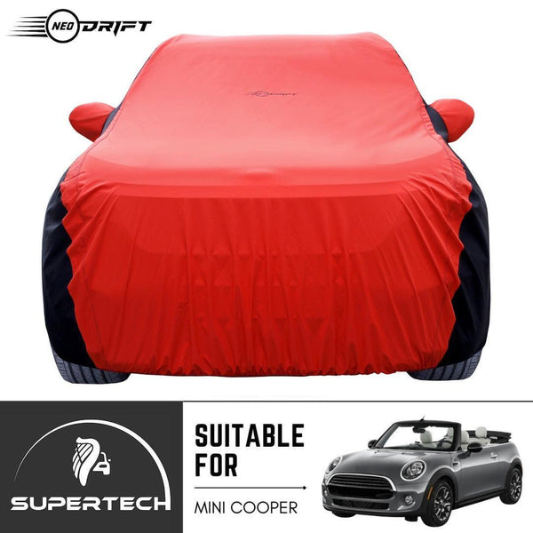 Neodrift® - Car Cover for HATCHBACK BMW Mini Cooper-#Material_SuperTech (₹5999/-)#Color_Red+Black