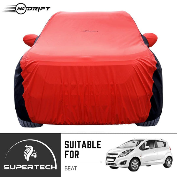 Neodrift® - Car Cover for HATCHBACK Chevrolet Beat-#Material_SuperTech (₹5499/-)#Color_Red+Black