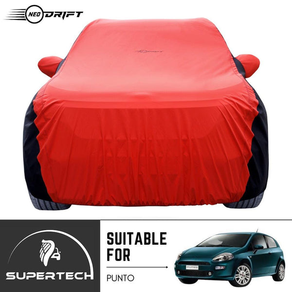 Neodrift® - Car Cover for HATCHBACK Fiat Punto-#Material_SuperTech (₹5499/-)#Color_Red+Black