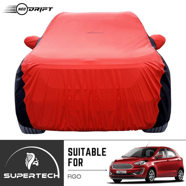 Neodrift® - Car Cover for HATCHBACK Ford Figo-#Material_SuperTech (₹5499/-)#Color_Red+Black