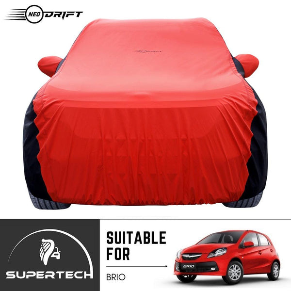 Neodrift® - Car Cover for HATCHBACK Honda Brio-#Material_SuperTech (₹5499/-)#Color_Red+Black
