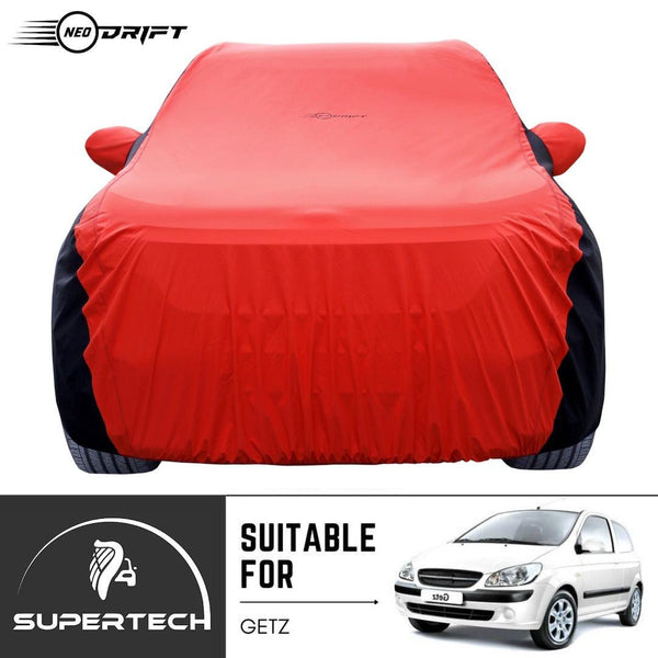 Neodrift® - Car Cover for HATCHBACK Hyundai Getz-#Material_SuperTech (₹5499/-)#Color_Red+Black