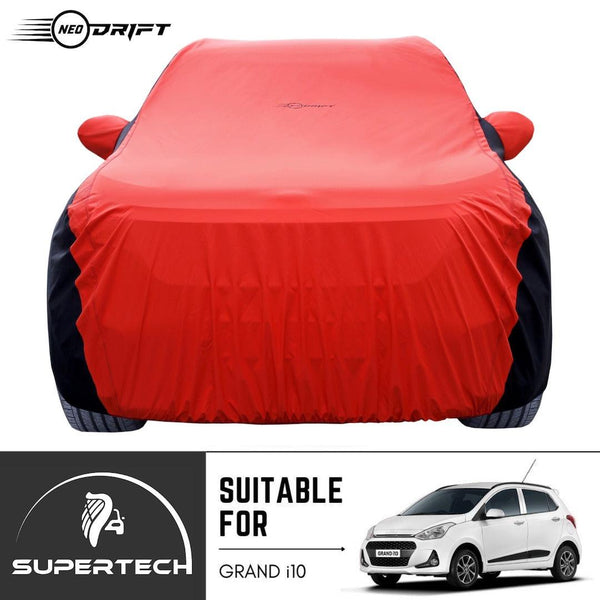 Neodrift® - Car Cover for HATCHBACK Hyundai i10 Grand-#Material_SuperTech (₹5499/-)#Color_Red+Black