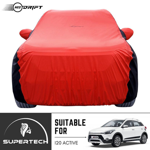 Neodrift® - Car Cover for HATCHBACK Hyundai i20 Active-#Material_SuperTech (₹5499/-)#Color_Red+Black