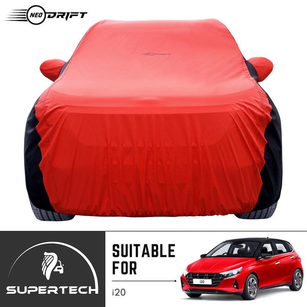 Neodrift® - Car Cover for HATCHBACK Hyundai i20-#Material_SuperTech (₹5499/-)#Color_Red+Black