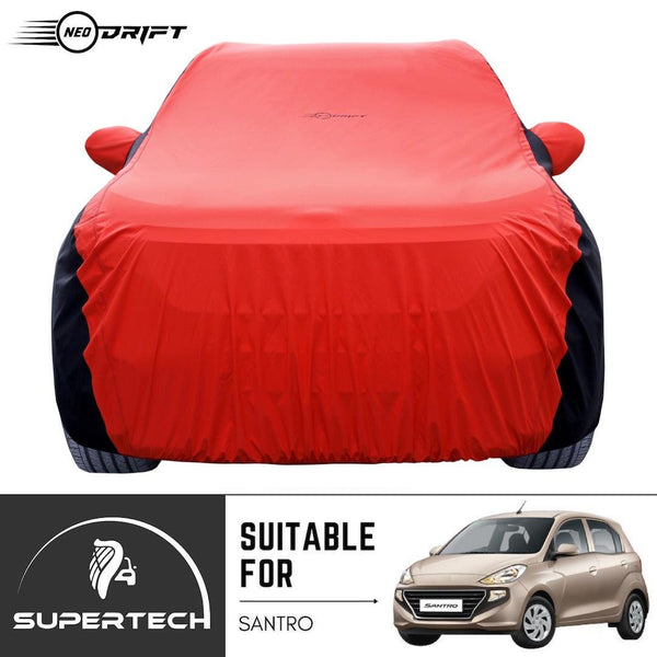 Neodrift® - Car Cover for HATCHBACK Hyundai Santro-#Material_SuperTech (₹5499/-)#Color_Red+Black