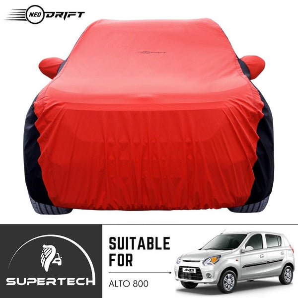 Neodrift® - Car Cover for HATCHBACK Maruti Suzuki Alto 800-#Material_SuperTech (₹5499/-)#Color_Red+Black