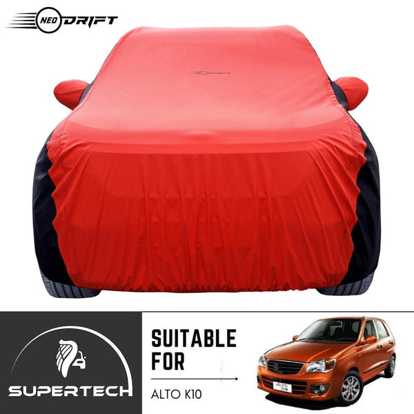 Neodrift® - Car Cover for HATCHBACK Maruti Suzuki Alto K10-#Material_SuperTech (₹5499/-)#Color_Red+Black