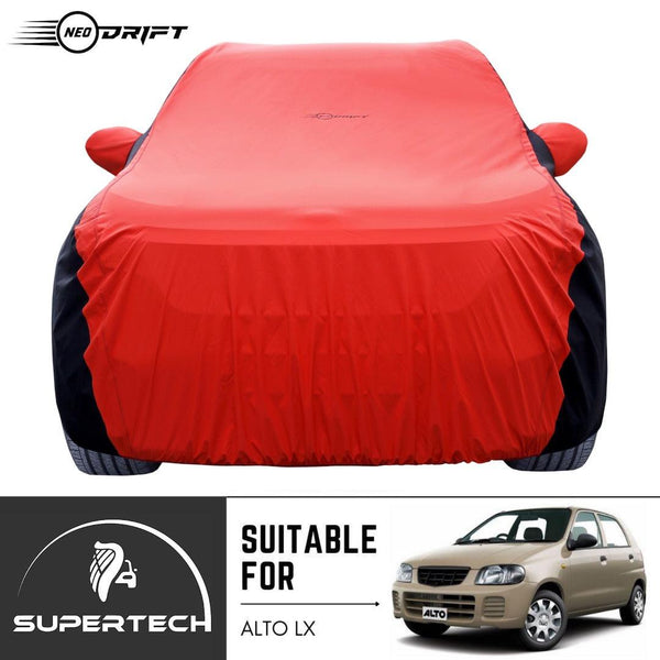 Neodrift® - Car Cover for HATCHBACK Maruti Suzuki Alto LX-#Material_SuperTech (₹5499/-)#Color_Red+Black