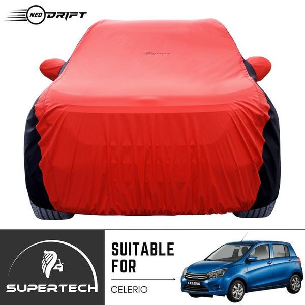Neodrift® - Car Cover for HATCHBACK Maruti Suzuki Celerio-#Material_SuperTech (₹5499/-)#Color_Red+Black