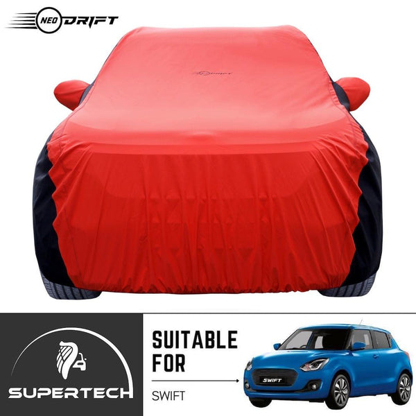 Neodrift® - Car Cover for HATCHBACK Maruti Suzuki Swift-#Material_SuperTech (₹5499/-)#Color_Red+Black